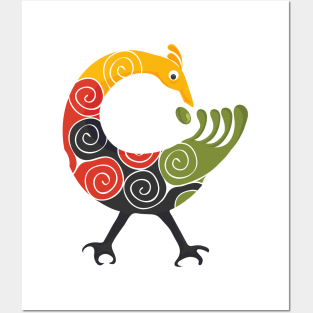 Sankofa Bird Adinkra Art in Pan African Colors Posters and Art